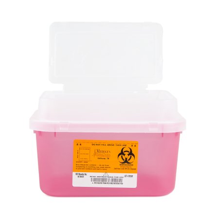 Picture of Sharps Container Sharps® 6-3/4 H X 10 W X 7 D Inch 2 Gallon Translucent Red Base / Translucent Lid Horizontal Entry Hinged Snap On Lid8706T