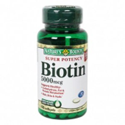 Picture of Biotin Supplement Nature's Bounty® Vitamin B7 5000 mcg Strength Softgel 60 per Bottle74312134302