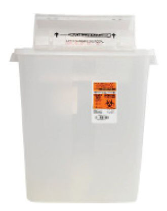 Picture of Sharps Container Novaplus® 3 Gallon Translucent Base / Translucent Lid Horizontal Entry Counter Balanced Door LidV8536