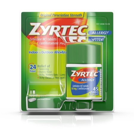Picture of Allergy Relief Zyrtec® 10 mg Strength Tablet 45 per Bottle30312547204386