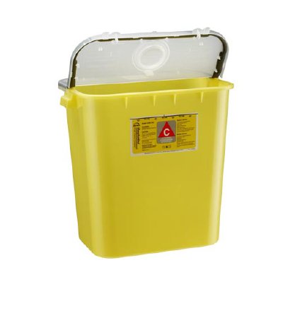 Picture of Chemotherapy Waste Container Bemis™ Sentinel 15-7/8 H X 16-1/2 L X 11-13/16 W Inch 8 Gallon Yellow Base / White Lid Horizontal / Vertical Entry Gasketed Hinged Lid208 040