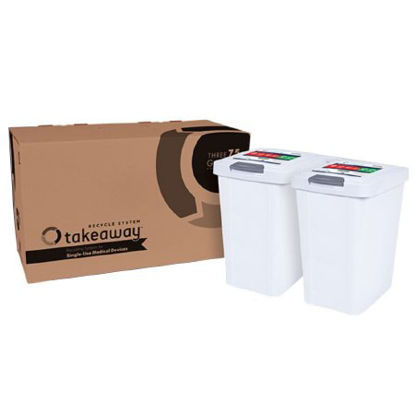 Picture of Mailback Sharps Container TakeAway® Recycle 14-1/4 L X 11-1/4 W X 17-3/4 H Inch 7.5 Gallon White Base / White Lid Vertical Entry Hinged Lid87702