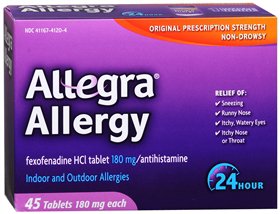 Picture of Allergy Relief Allegra® 180 mg Strength Tablet 45 per Box41167412004