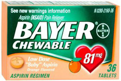 Picture of Pain Relief Bayer® 81 mg Strength Aspirin Chewable Tablet 36 per Box12843013105