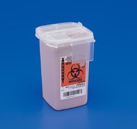 Picture of Sharps Container SharpSafety™ 11 H X 10-3/4 W X 4-3/4 D Inch 1 Quart Translucent Base / Translucent Lid Vertical Entry 2 Hinged Snap On Lid8900MW