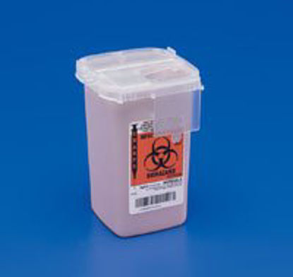 Picture of Sharps Container SharpSafety™ 11 H X 10-3/4 W X 4-3/4 D Inch 1 Quart Translucent Base / Translucent Lid Vertical Entry 2 Hinged Snap On Lid8900MW