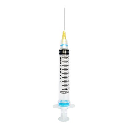 Picture of Syringe with Hypodermic Needle Sol-Care™ 10 mL 20 Gauge 1-1/2 Inch Detachable Needle Retractable Needle160084IM