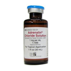 Picture of Adrenalin® Chloride Solution Alpha and Beta Adrenergic Agonist Epinephrine 1 mg / mL (1:1000) Solution Bottle 1 oz.42023010301