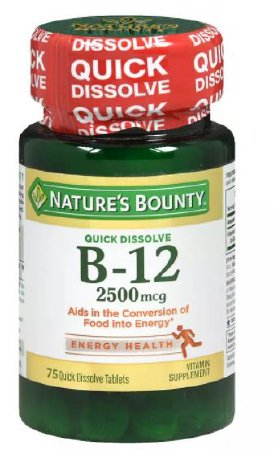 Picture of Vitamin Supplement Nature's Bounty® Vitamin B12 2500 mcg Strength Tablet 75 per Bottle07431258911