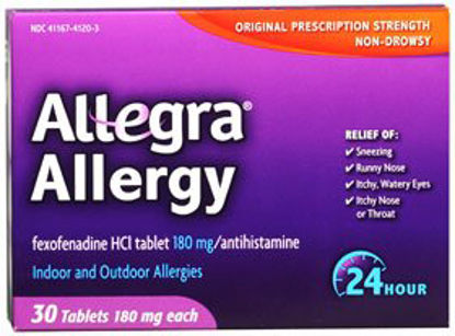 Picture of Allergy Relief Allegra® 180 mg Strength Tablet 30 per Box41167412003