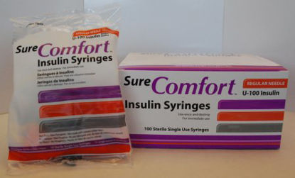 Picture of Insulin Syringe with Needle Surecomfort® 1 mL 28 Gauge 1/2 Inch Attached Needle Without Safety22-8010