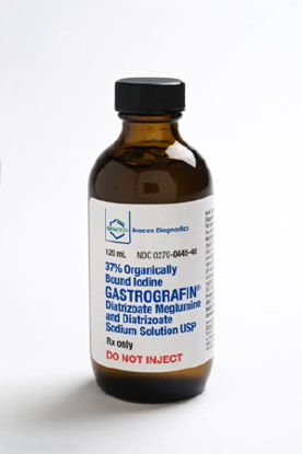 Picture of Gastrografin* Diatrizoate Meglumine / Diatrizoate Sodium 66% - 10% Solution Bottle Lemon Flavor 120 mL00270044540