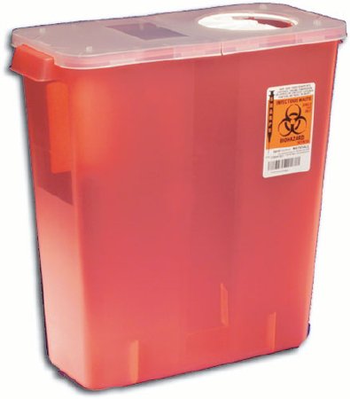 Picture of RCRA Waste Container Covidien 2 Gallon Black Base / White Lid Horizontal Entry Gasketed Hinged Lid8602U