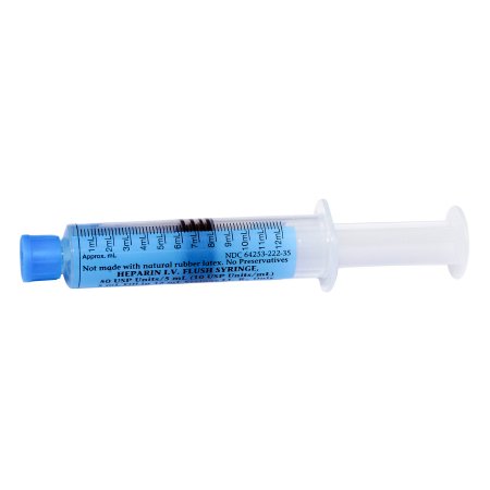Picture of Heparin IV Flush Heparin Sodium, Porcine, Preservative Free 10 U / mL Solution Prefilled Syringe, Partial Fill 5 mL Fill in 12 mL SyringeMIH-2235