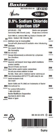 Picture of Replacement Preparation Sodium Chloride 0.9% IV Solution Flexible Bag 500 mLUE1323D