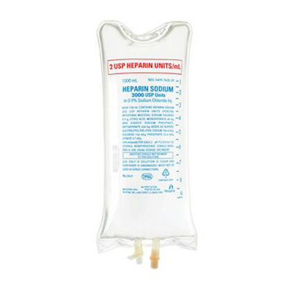 Picture of Heparin Sodium, Porcine / 0.9% Sodium Chloride, Preservative Free 2 U / mL Solution Flexible Bag 1000 mL00409762059