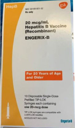 Picture of ENGERIX-B® Hepatitis B Vaccine Adult 20 mcg / mL Injection Prefilled Syringe 1 mL58160082152