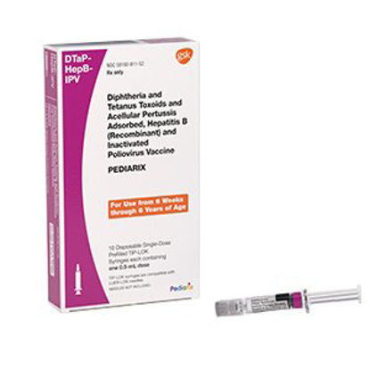 Picture of Pediarix® DTaP, Hepatitis B, and Polio Vaccine 6 Weeks Through 6 Years of Age Diphtheria and Tetanus Toxoids and Acellular Pertussis Adsorbed / Hepatitis B (Recombinant) / Inactivated Poliovirus Vaccine Injection Prefilled Syringe 0.5 mL58160081152
