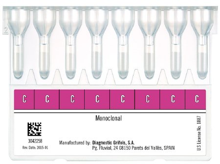 Picture of Column Card DGgel® 8 Anti-C (x8) Blood Grouping Test C Antigen Determination For Reagent Red Blood Cells 0.8%, Antisera for DG Gel Cards, and DG Gel Instruments 400 Tests210121