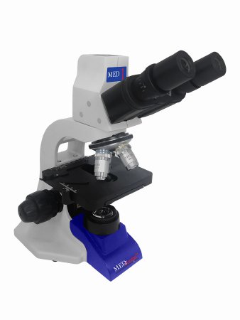 Picture of Med-Scope™ Med1 Basic Compound Microscope Trinocular Head Finite Achro 4X / 10X / 40X / 100X External DC Auto Switching Power Supply / 110 to 240V Coaxial X / Y Mechanical Stage with Adjustable TensionMED1-B1