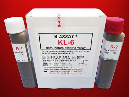 Picture of Reagent Kit K-ASSAY® Immunoturbidimetric Assay Krebs Von Den Lungen-6 (KL-6) For Automated Chemistry Analyzers 100 Tests R1 Buffer: 1 X 15 mL, R2 Antibody: 1 X 5 mLKAI-250