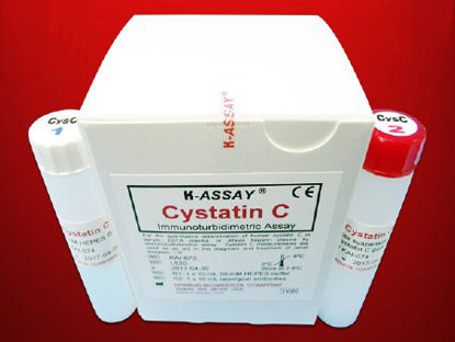 Picture of Reagent Kit K-ASSAY® Kidney Marker Assay Cystatin C For Two-Reagent Automated Analyzers that use Multi-Point Calibration Method 200 Tests R1 Buffer: 2 X 10 mL, R2 Antibody: 2 X 10 mLKAI-074