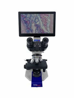 Picture of Med-Scope™ MedDI1 Basic Compound Microscope Digital Head Finite Semi-Plan 4X / 10X / 40X / 100X External DC Auto Switching Power Supply / 110 to 240V Coaxial X / Y Mechanical Stage with Adjustable TensionMEDDI1-B1
