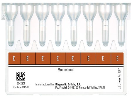 Picture of Column Card DGgel® 8 Anti-E (x8) Blood Grouping Test E Antigen Determination For Reagent Red Blood Cells 0.8%, Antisera for DG Gel Cards, and DG Gel Instruments 400 Tests210122