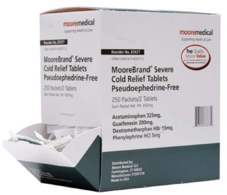 Picture of Cold and Cough Relief McKesson Brand 325 mg - 5 mg - 200 mg - 15 mg Strength Tablet 2 per Pack87677