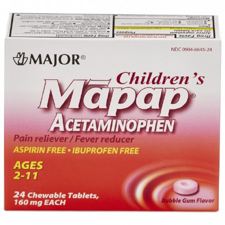Picture of Pain Relief Major® 160 mg Strength Acetaminophen Chewable Tablet 24 per Box00904664524