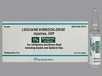 Picture of Lidocaine HCl, Preservative Free 1%, 10 mg / mL Injection Ampule 5 mL55150015974