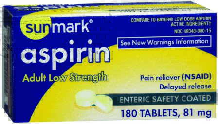 Picture of Pain Relief sunmark® 81 mg Strength Aspirin Tablet 180 per Bottle49348098015