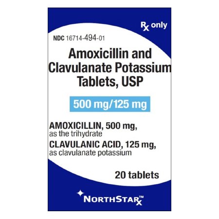 Picture of Amoxicillin / Potassium Clavulanate 500 mg - 125 mg Tablet Bottle 20 Tablets16714049401