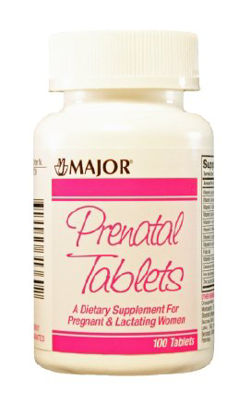 Picture of Prenatal Vitamin Supplement Major® Vitamin / Folic Acid 27 mg - 0.8 mg Strength Tablet 100 per Bottle00904531360