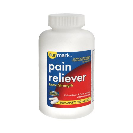 Picture of Pain Relief sunmark® 500 mg Strength Acetaminophen Caplet 500 per Bottle49348004214