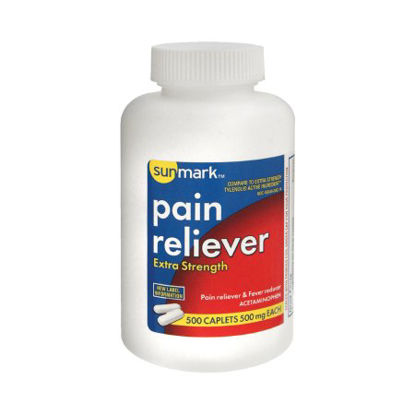 Picture of Pain Relief sunmark® 500 mg Strength Acetaminophen Caplet 500 per Bottle49348004214