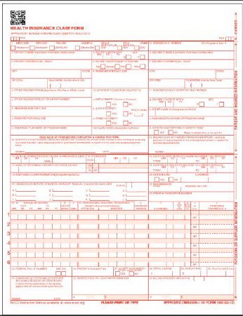 Picture of HCFA Form One Part Laser Cut SheetCMS12LC