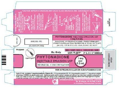 Picture of Vitamin K1 Phytonadione 1 mg / 0.5 mL Injection Prefilled Syringe 0.5 mL76329124001