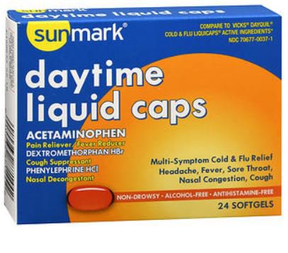 Picture of Cold and Cough Relief DayQuil® 325 mg - 10 mg - 5 mg Strength Softgel 24 per Box70677003701
