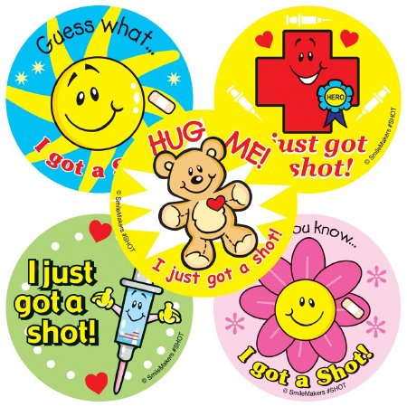 Picture of SmileMakers® 100 per Unit Allergy Shot Sticker 2.5 InchSHOTR
