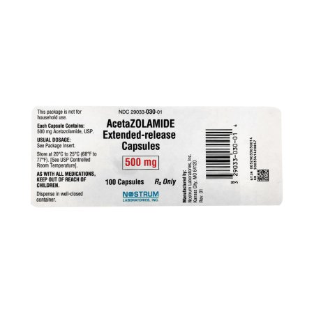 Picture of ACETAZOLAMIDE ER, CAP 500MG (100/BT)29033003001