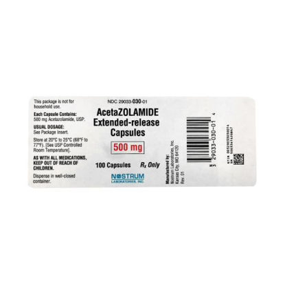 Picture of ACETAZOLAMIDE ER, CAP 500MG (100/BT)29033003001