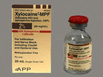 Picture of Xylocaine® - MPF with Epinephrine Lidocaine HCl / Epinephrine, Preservative Free 2% - 1:200,000 Injection Single Dose Vial 20 mL63323048921