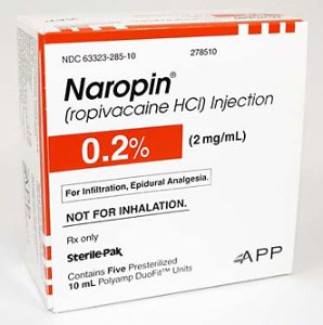 Picture of Naropin® Ropivacaine HCl, Preservative Free 0.2%, 2 mg / mL Injection Ampule 10 mL63323028510