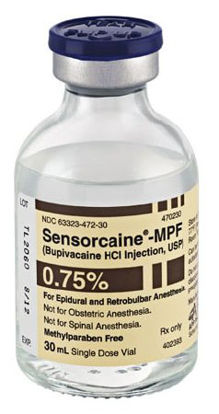Picture of Sensorcaine® - MPF Bupivacaine HCl, Preservative Free 0.75%, 7.5 mg / mL Injection Single Dose Vial 30 mL63323047237