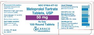 Picture of Metoprolol Tartrate 50 mg Tablet Bottle 100 Tablets57664047752