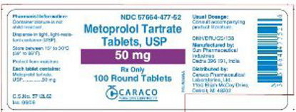 Picture of Metoprolol Tartrate 50 mg Tablet Bottle 100 Tablets57664047752