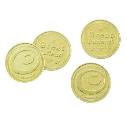 Picture of SmileMakers® 100 per Unit Great Patient Gold Coins Vending Machine Tokens 1 InchVMASMTOK