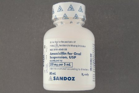 Picture of Amoxicillin 250 mg / 5 mL Suspension Bottle 80 mL00781604158