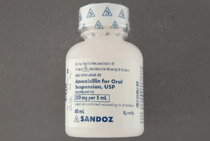 Picture of Amoxicillin 250 mg / 5 mL Suspension Bottle 80 mL00781604158